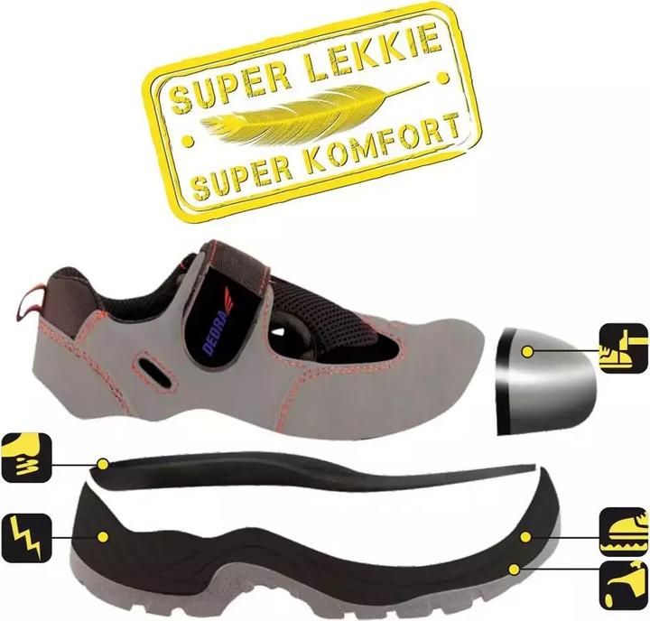 Actual product image Dedra Safety sandals D2 nubuck very light, size 40 (BH9D2-40) (S1, 40)