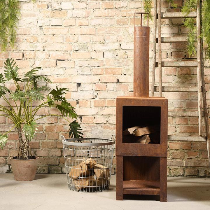 Produktbild Esschert Design Terrassenofen mit Holzlager, Rostbraun