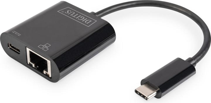 Image du produit Digitus USB Type-C™ Adaptateur Gigabit Ethernet avec support d'alimentation (USB-C, RJ45 (1x))