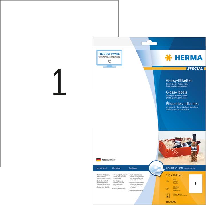 Produktbild HERMA Hochglanz Etiketten A4