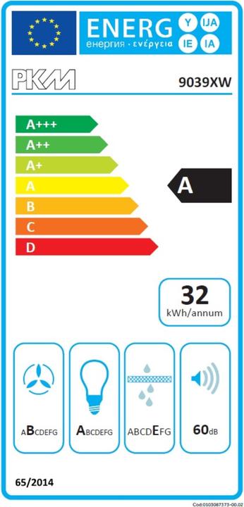Energie-Label PKM Dunstabzugshaube 9039 WX (Wandhaube)