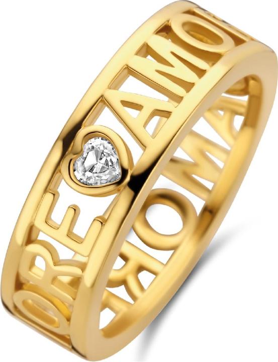 Ti Sento Milano Ring Amore mit Zirkonia vergoldet 12227ZY (56, 925 Silber)