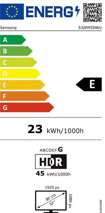 Energie-Label Samsung LS27FM501EUXEN 27inch Smart, LS27FM501EUXEN (1920 x 1080 Pixel, 32")
