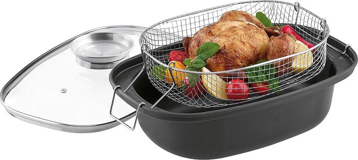 Produktbild GSW Aromabräter mit Drahteinsatz 39 x 25 cm - 4 Liter (Bratpfanne, Carbonstahl)