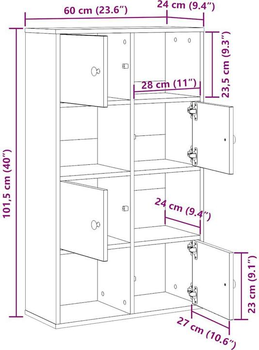 Immagine prodotto VidaXL Libreria in cemento grigio 60x24x101,5 cm materiale a base di legno