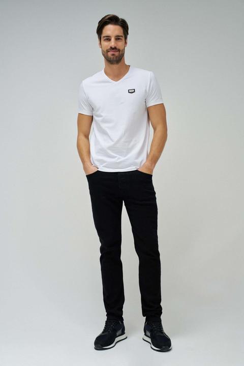 Image du produit Salsa Jeans T-Shirt Vneck Cotton Lycra T-Shirt Metal Badge (M)