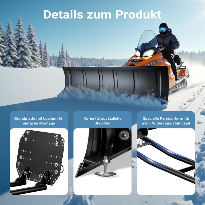 Produktbild Wiltec Universal Schneeschild 100x40 cm verstellbar Rasentraktor Schneepflug Traktor