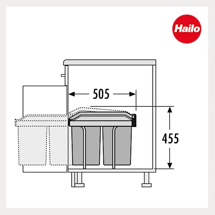 Immagine prodotto Hailo Einbau Mülleimer 2x 15 L mit Biodeckel (30 l)