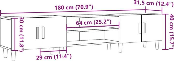 Actual product image VidaXL TV Schrank Tisch Lowboard Fernsehschrank Fernsehtisch Artisan-Eiche (180 x 31.5 x 40 cm)