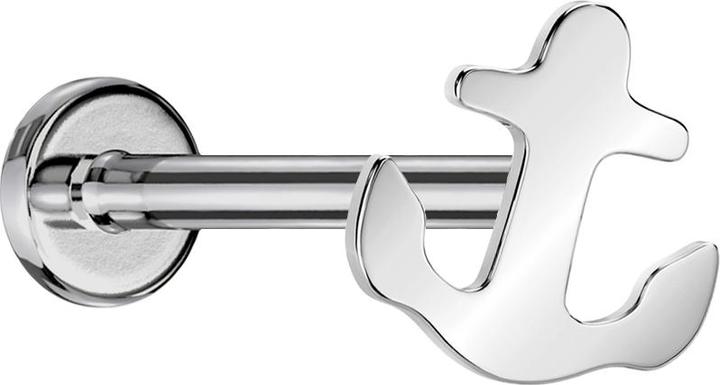 Actual product image Star Piercing Micro Threadless Labret silber Anker silber (without brass, Titanium G23)
