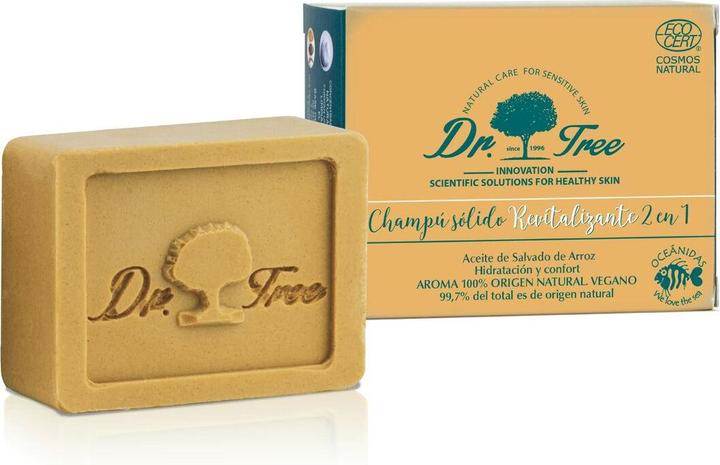 Dr. Tree 2-in-1 Revitalisierendes festes Shampoo und Bio-Spülung 75g - Alle Haartypen (Festes Shampoo)