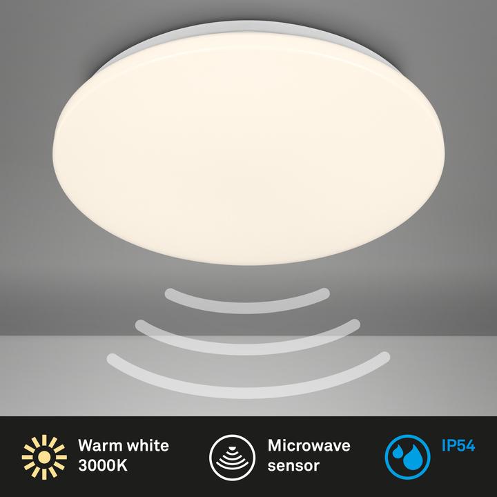 Immagine prodotto Briloner Plafoniera LED, sensore microonde, bianco, LED / 24W, IP54 (2600 lm)