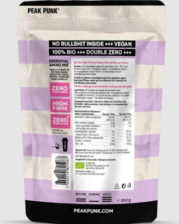 Immagine prodotto Peak Punk Frullato proteico biologico (Bacca, 1 pz., 250 g)