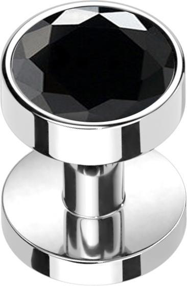 Star Piercing Skin Diver silber mit Kristall schwarz (Titan G23, ohne Messing)