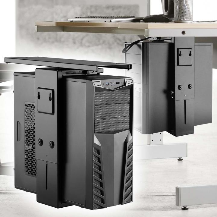 Produktbild Toboli Untertisch PC-Halterung Gleitschiene 360° Schwenkbar Desktop Computer