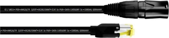 Actual product image Cordial 15553 RJ45 network cable, patch cable CAT 5e S/UTP 20.00 m Black PUR-Ma (S/UTP, CAT5e, 20 m)