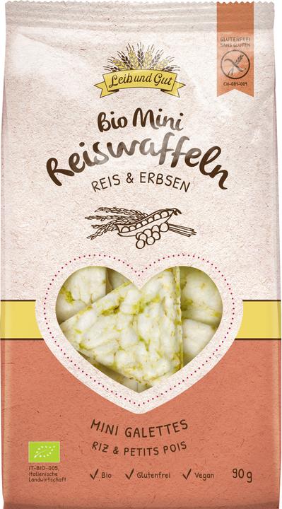 Produktbild Leib und Gut Bio Mini Reiswaffeln Reis und Erbsen 90 g (90 g)