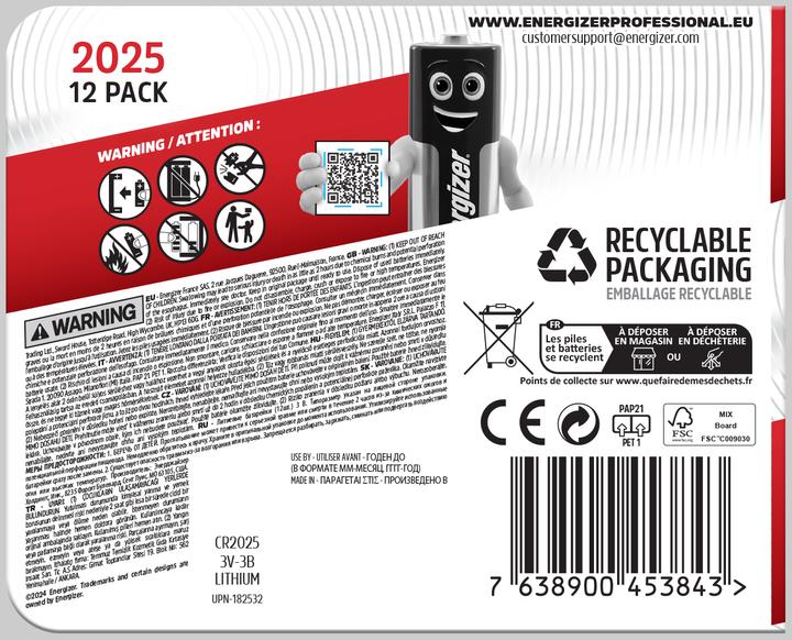 Actual product image Energizer Button cell lithium CR 2025 (12 pcs., CR2025, 163 mAh)