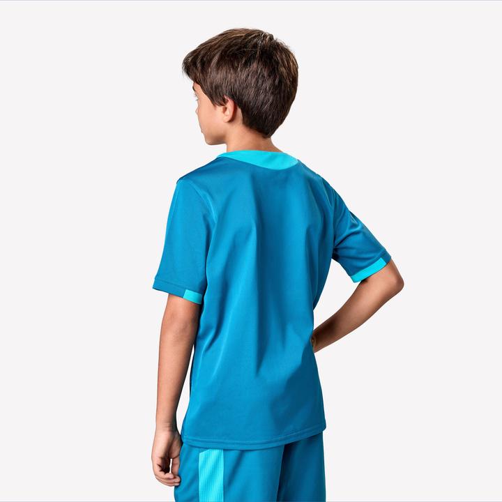 Image du produit Kipsta Maillot De Football Enfant Viralto Kids Mc Roarrr Snake Rayes Vert / Turquoise (140)