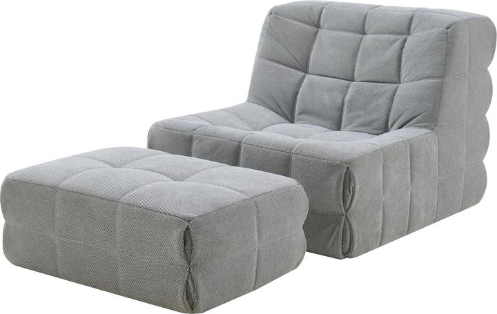 Actual product image En.Casa Bodensessel mit Fusshocker Koskyvn Textil Grau