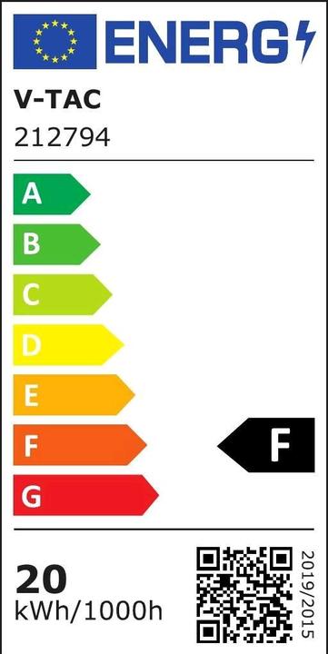 Label énergétique V-TAC VT1121N LED Projecteur AR111 20W Réflecteur interchangeable 40'D20'D Argent 6400K (1700 lm)