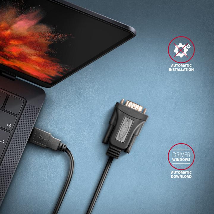 Actual product image Axagon ADS-1PQN, USB-A 2.0 - sÃ©riovÃ½ RS-232 DB9-M FTDI adaptÃ©r / cable (1.50 m)