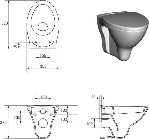 Produktbild Cersanit Hanging Water Closet Mito Red With Durop