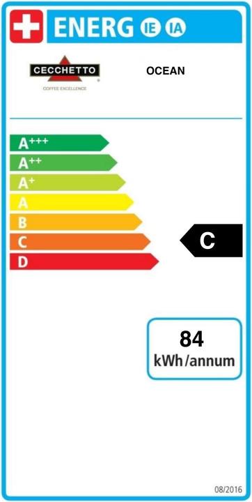 Label énergétique Cino Machine à capsules Ocean Gris/Noir (NESPRESSO Professional)