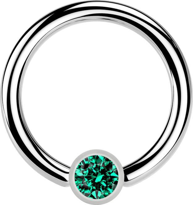 Star Piercing Ball Closure Ring silber und Kristall türkis (Chirurgenstahl 316L, ohne Messing)