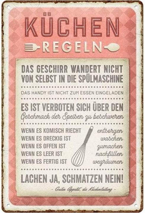 Nostalgic-Art Merchandising Schild Küchen-Regeln 20 x 30 cm, Metall (20 x 30 cm)