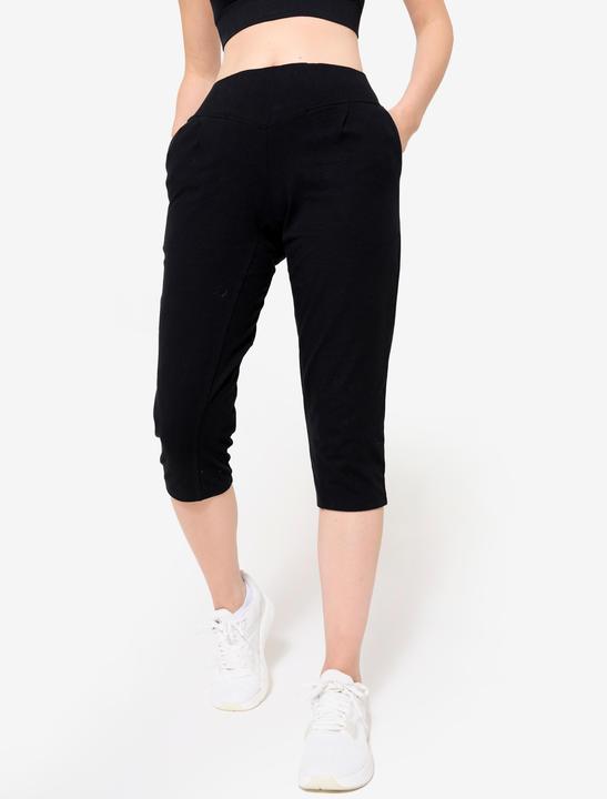 Domyos 3/4 Leggings Damen Taschen - schwarz