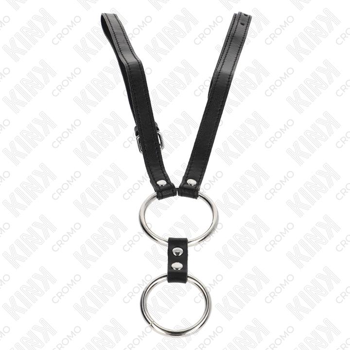 Immagine prodotto Kink Doppio Anello Per Il Pene In Metallo Da 3,8 cm A 5 cm Con Cinturino In Pelle 112 cm (3.80 cm)