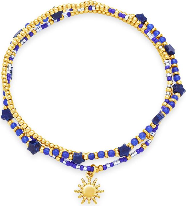 Leyda Armband Edelstein mit Edelstahl fein (50 cm, Stein, Miyuki Perlen, Edelstahl Gelb Vergoldet 18K)