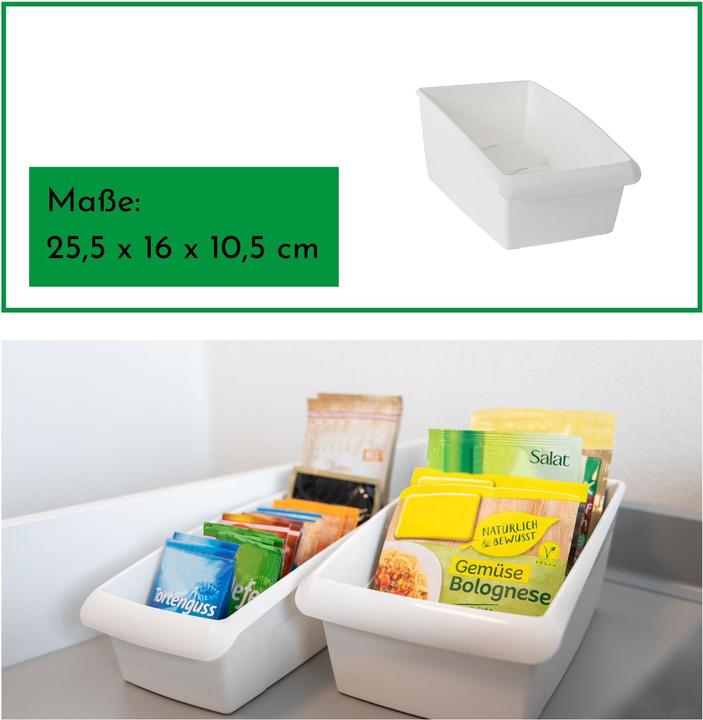 Produktbild Novaliv Suppentütenbox gross Schubladen Organizer Küche - 25 x 16 cm WEISS Gewürzaufbewahrung Box -
