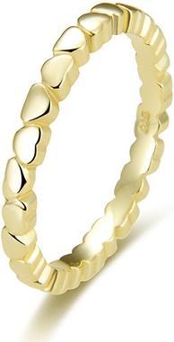 Beneto Gold-plated silver ring with hearts AGG344-GOLD - Circuit: 58 mm (58)