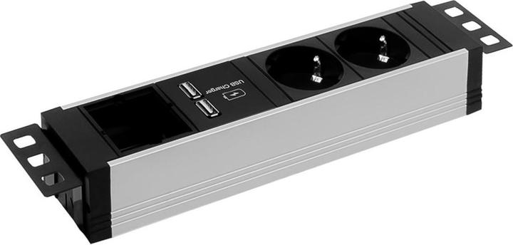 Produktbild Bachmann VENID 2x Schutzkontakt 1x ABD 1x USB-Charger schwarz (2 x, CEE 7/3, USB, 0.20 m)