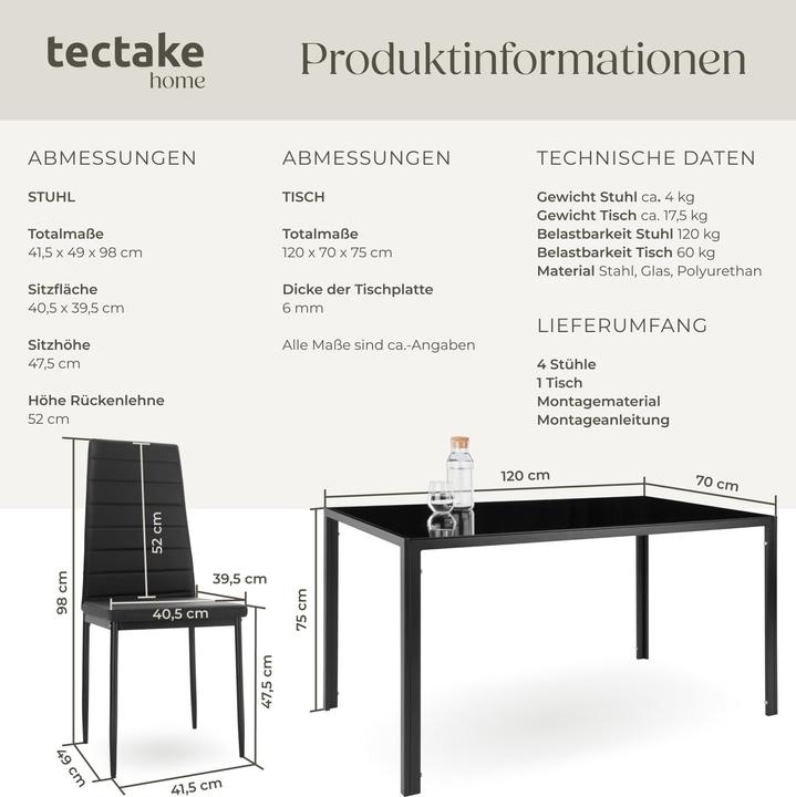 Actual product image tectake Essgruppe Berlin (120 x 70 x 75 cm)