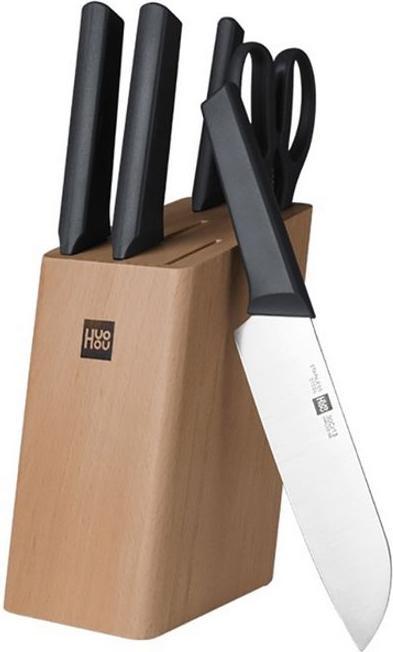 Produktbild Huohou 6-tlg. Küchenmesser Set inkl. Holzmesser Block