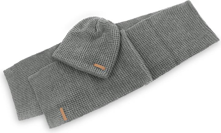 Normani Winterset „Nampa“ mit Mütze und Schal Grau meliert (One Size)