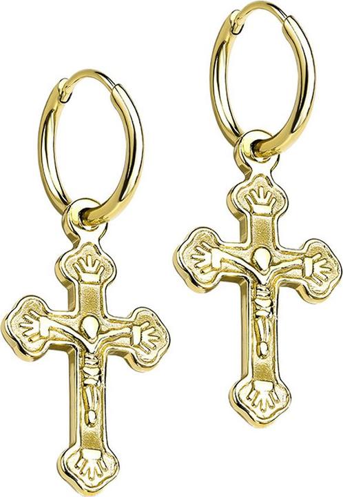 Star Piercing Ohrring vergoldet Anhänger Kreuz (ohne Messing, Chirurgenstahl 316L)