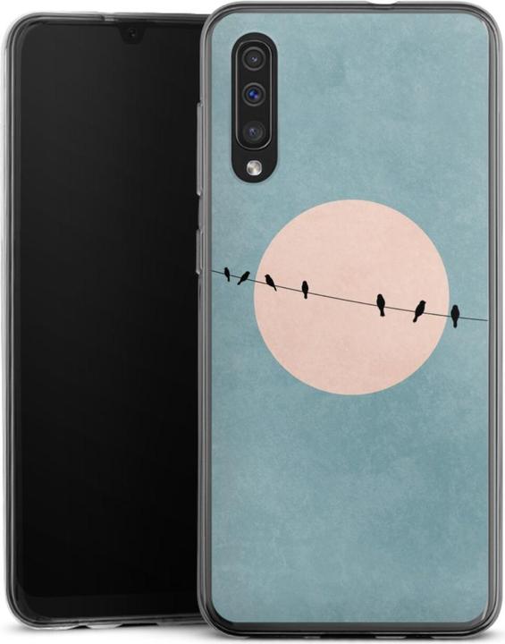 Produktbild DeinDesign Silikon Hülle für Samsung Galaxy A30s Handyhülle Case Smartphone Schutzhülle Mond Vogel türkis (Samsung Galaxy A30s)