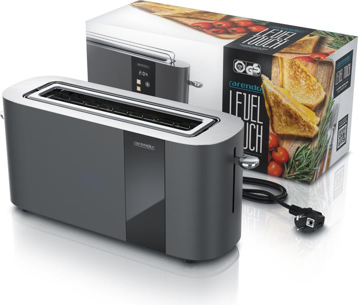 Actual product image Arendo Toaster Edelstahl 2 Scheiben Langschlitz, Restzeit & Bräunungsgradanzeige, Touch Display, 1000 W (EU plug)