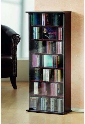 Produktbild VCM Holz CD DVD Stand Regal Vetro mit Glastür (31 x 18 x 92 cm)