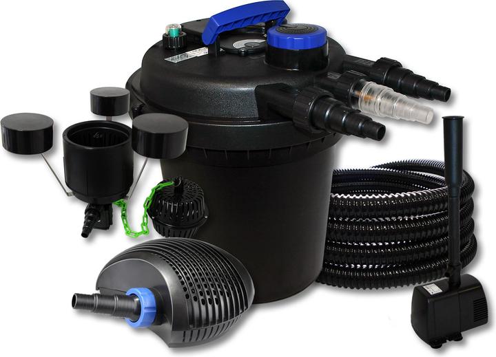 Produktbild SunSun Druckteichfilter 6000l 11W UVC,20W Pumpe Schlauch Skimmer Springbrunnen