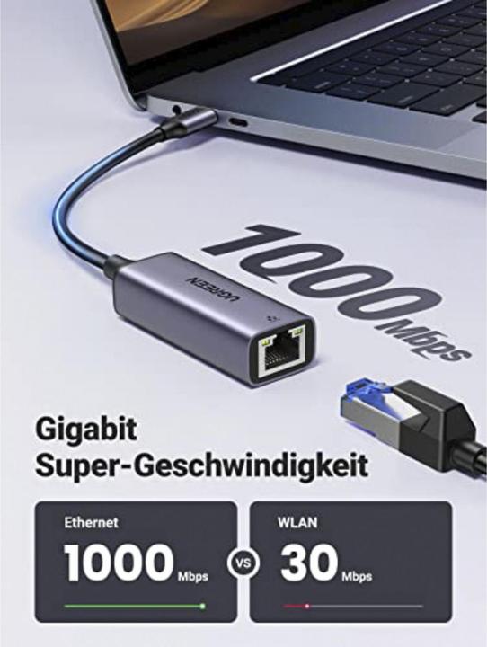 Produktbild Ugreen Gigabit Ethernet Adapter (USB-C 3.1 Gen 1, RJ45 (1x))