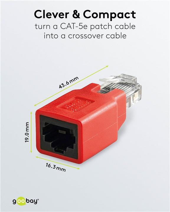 Produktbild Goobay RJ45 Crossover Modular Adapter CAT 5e (Kabel Zubehör, Netzwerk Zubehör)