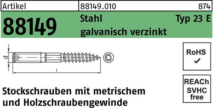 Productafbeelding Ophangbout R 88149 type 23 E M 12 x 200 staal gegalvaniseerd staal (50 Pcs.)