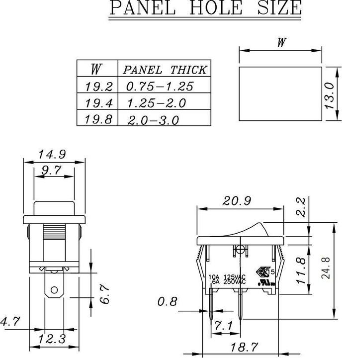 Produktbild Velleman Power Rocker Switch 3A-250V Spdt On-On
