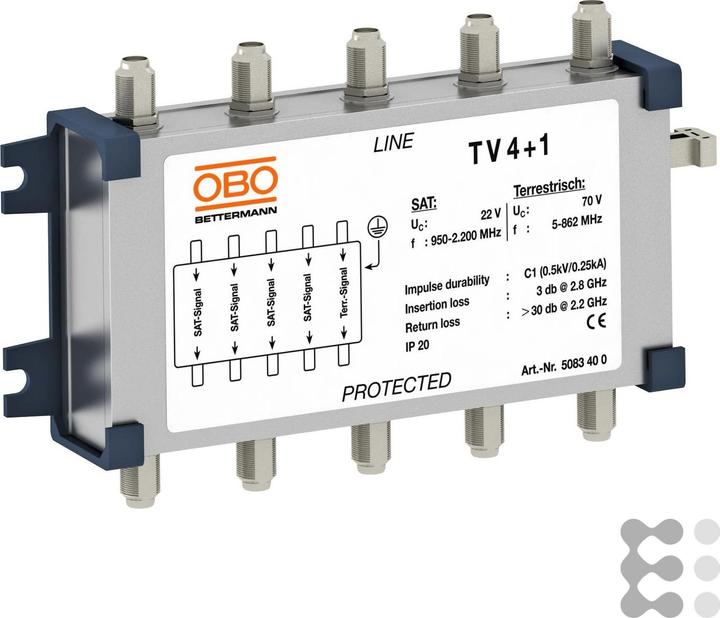 Image du produit OBO Bettermann TV 4+1 Parasurtenseur pour la technique satellite 70V 5083400 (Divers)