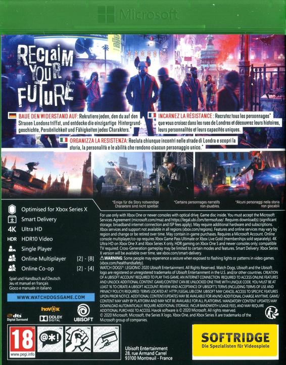 Image du produit Ubisoft Watch Dogs: Legion (Xbox One X, Xbox Series X, IT)